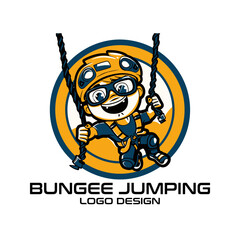 Bungee Jumping Cartoon Vector Logo Design