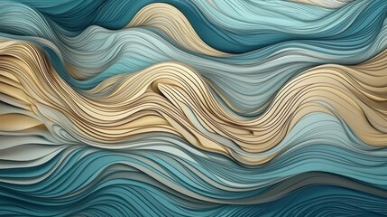 Fototapeta premium Abstract Blue and Gold Ocean Waves Background Generative AI