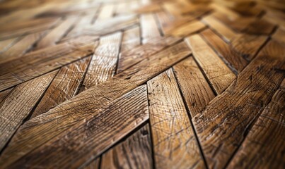 closeup view of intricate parquet flooring in warm oak wood - Powered by Adobe