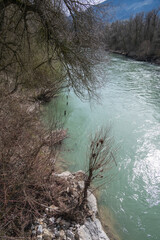 la Sarine juste avant l'embouchure du lac de Gruyère
