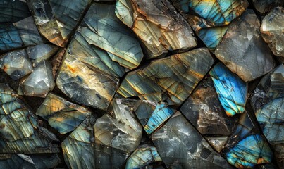 abstract background with the texture of raw labradorite semi-gemstones