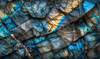 abstract background with the texture of raw labradorite semi-gemstones