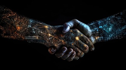 Business Deal Cryptocurrency Blockchain Bitcoin Mining Financial Generative AI - obrazy, fototapety, plakaty