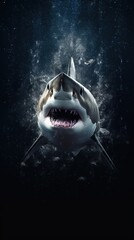 Shark in the Style of Realisticon on Dark Background Generative AI