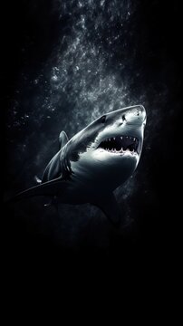 Shark Silhouette on Dark Background Generative AI