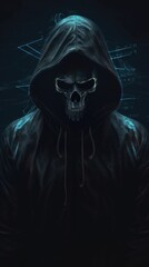 Anonymous Hacker in Hoodie with Scream Movie Vibes Generative AI