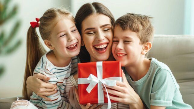 Mother Receiving Gift from Children