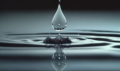 Water Drop Splashing into Calm Water - Ultra High Speed Camera Generative AI