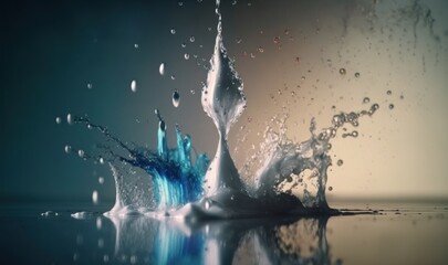 Water Drop Splashing into Calm Water - Captured with Ultra High-Speed Camera Generative AI - obrazy, fototapety, plakaty