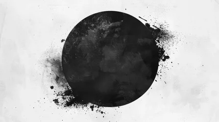 Poster Monochrome Abstract Art with Black Circle and Textures © irissca