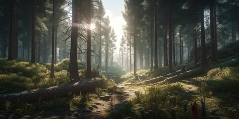 Fir Trees Forest Landscape Generative AI