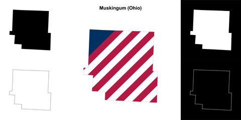 Muskingum County (Ohio) outline map set