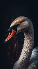 Swan in Collage Style on Dark Background Generative AI