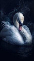 Swan in Grunge Style on Dark Background Generative AI