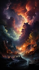 Birth of Celestial Wonders: A Nebula Nursery Ablaze with Vivid Colors Generative AI