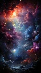 Celestial Nursery: Birth of Radiant Stars within a Kaleidoscopic Nebula Generative AI
