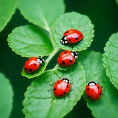 Obraz premium ladybug on green leaf
