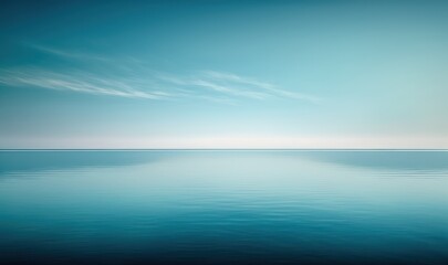 Fototapeta na wymiar Tranquil Minimalist Seascape with Smooth Blue Waters and Clear Horizon Generative AI