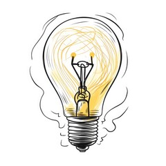 Continuous Line Drawing of a Yellow Lightbulb Concept Generative AI