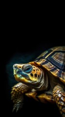 Obraz premium Minimalist Turtle Illustration on Dark Canvas Generative AI
