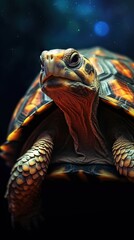 Fototapeta premium Realistic Turtle Illustration on Dark Background Generative AI