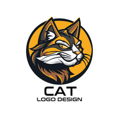 Cat Cartoon Vector Logo Design