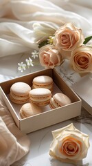 macarons in gift box  