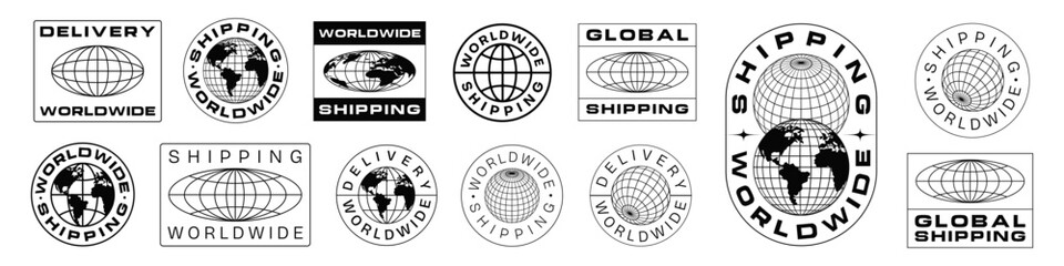 Worldwide Shipping Icon Vector Sign. Global Delivery Label. World Globe Logo.