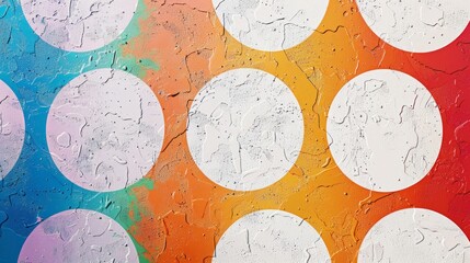 Fototapeta na wymiar Multicolored Wall with White Circular Patterns
