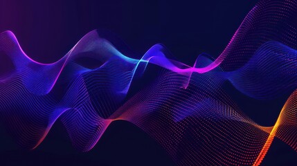 neon waveform, Abstract visualization of big data, business graph analysis. 3D Sound Waves. blue...