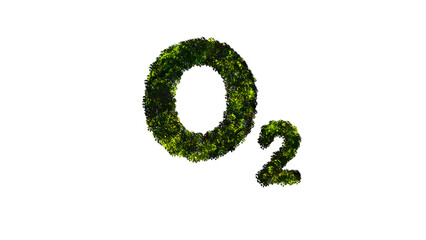 The Letters O and 2 made from Foliage on a White Background