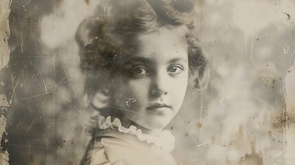 Vintage Sepia Portrait of Young Girl