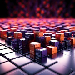 Obraz premium Vibrant Cubes: A Sleek Geometric Composition Generative AI