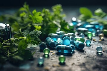 Vibrant Herbal Vitamin Supplements and Healing Essence Generative AI