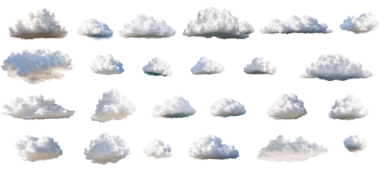Realistic photo of clouds isolated on transparent alpha background. Perfect for graphic design projects requiring authentic cloud imagery.