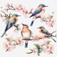 Nature's Vibrant Masterpiece: Avian and Floral Delights Generative AI
