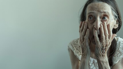 Surprised Elderly Woman's Expression - obrazy, fototapety, plakaty