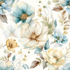 Fototapeta premium Delicate Watercolor Floral Illustration in Pastel Tones Generative AI