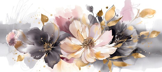 Fototapeta na wymiar Ethereal Watercolor Bloom: Soft Petals of Radiance Generative AI