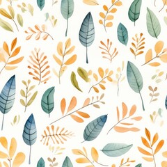Obraz premium Vibrant Watercolor Autumn Leaves Illustration Generative AI