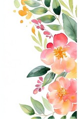 Watercolor Mother's Day Greeting Card with Floral Frame Generative AI
