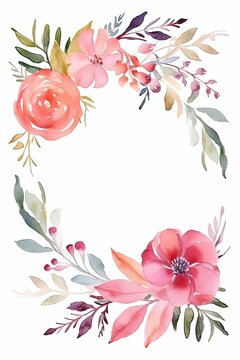 Watercolor Floral Mother's Day Greeting Card Frame Generative AI