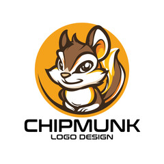 Chipmunk Cartoon Vector Logo Design
