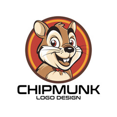 Chipmunk Cartoon Vector Logo Design