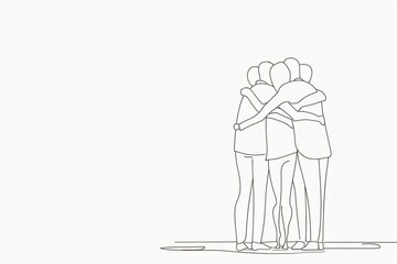 line drawing of business people hugging each other Generative AI