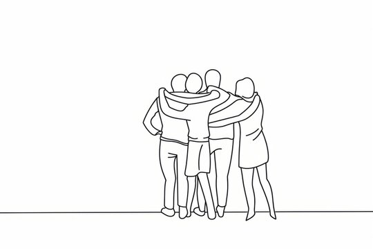 recommend clip art: line drawing of business people hugging each other Generative AI