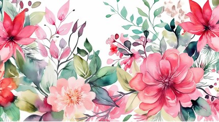 Vibrant Watercolor Floral Seamless Border Generative AI