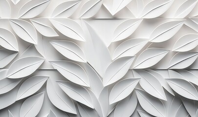 Ethereal Dreamscape: White Geometric Leaf Tiles Panorama Generative AI