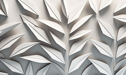 Ethereal Geometric Leaf Patterns on Soft Dreamy Background Generative AI