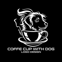 Coffe Cup With Dog Vector Logo Design